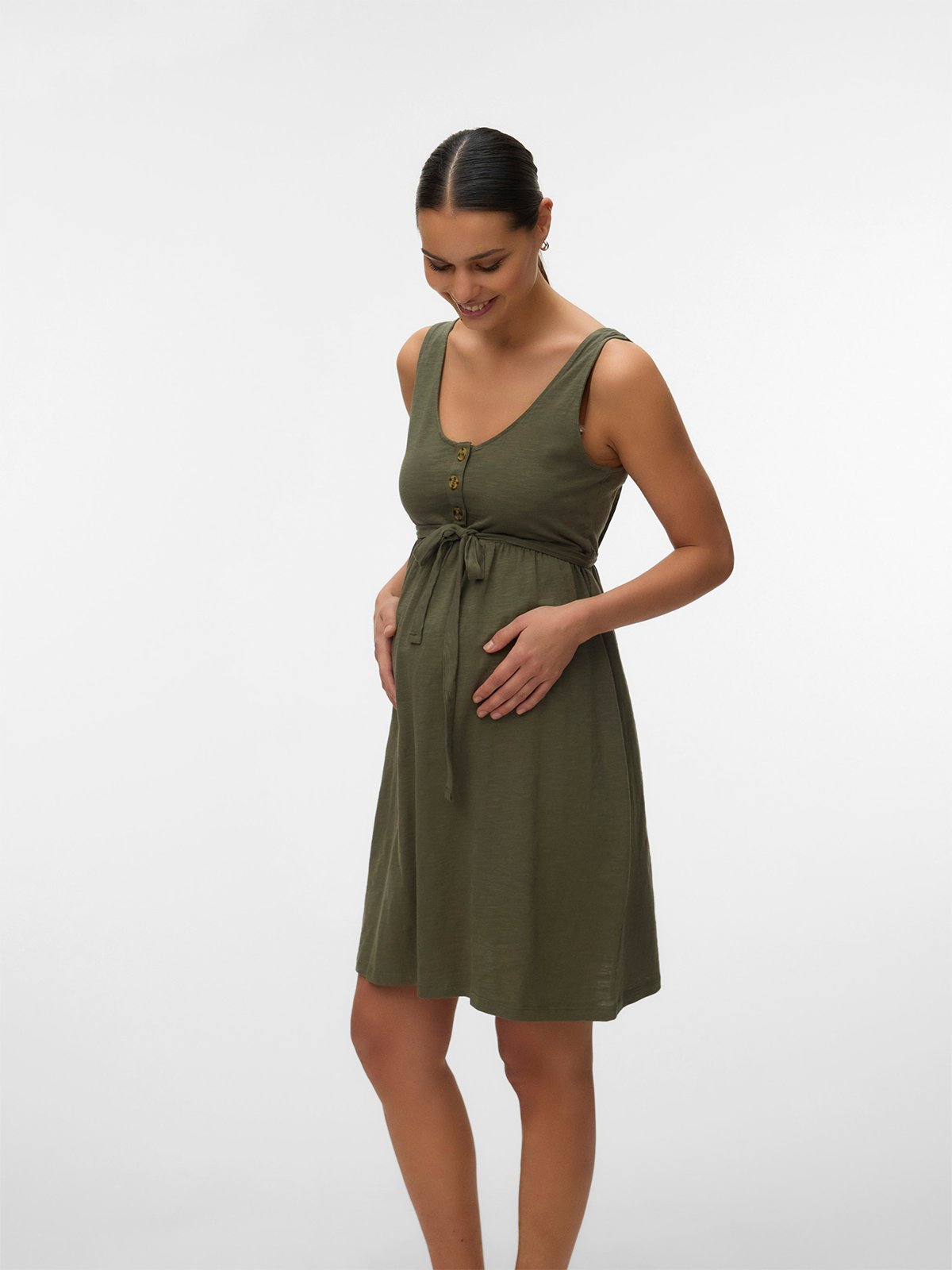 Vero Moda Maternity Ivy Lia Short Sleeve Dress Grønn / Kalamata