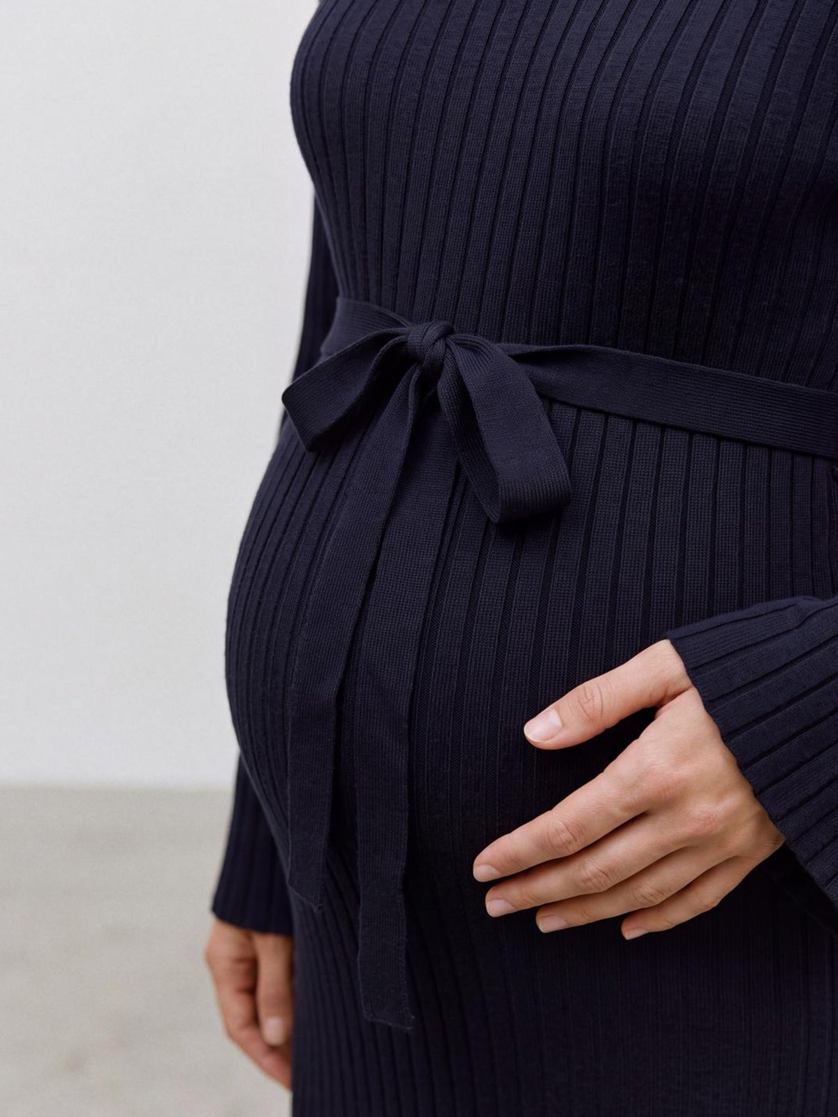 Vero Moda Maternity New Siv Long Sleeve Knit Midi Dress Navy