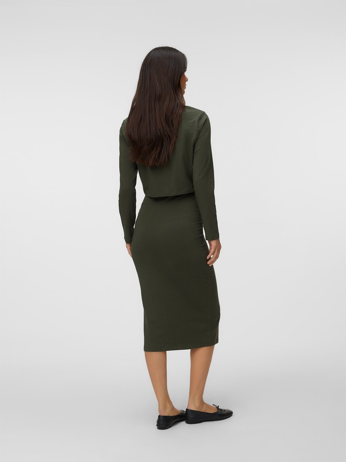 Vero Moda Maternity Kerrie Long Sleeve Top And Skirt Jersey Set Forest Night