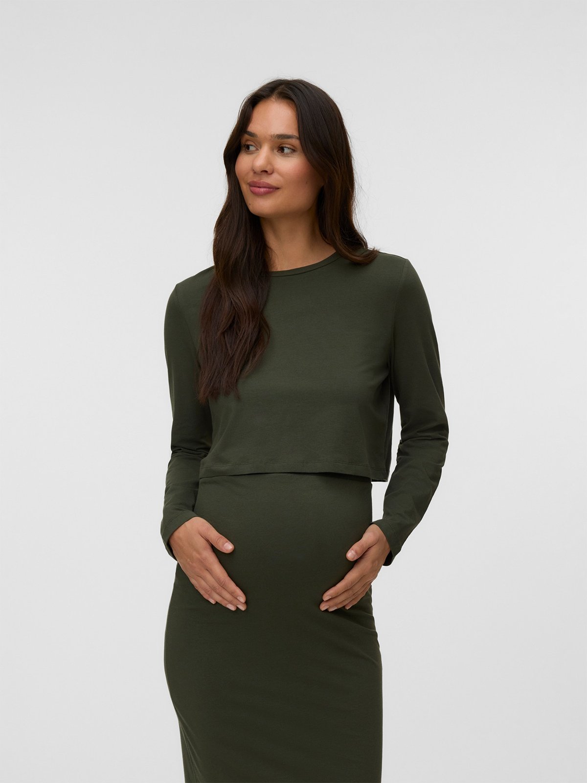 Vero Moda Maternity Kerrie Long Sleeve Top And Skirt Jersey Set Forest Night