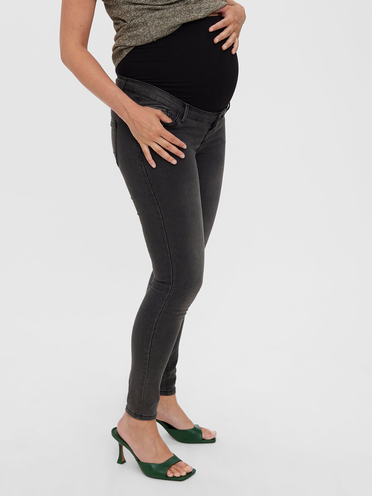 Vero Moda Maternity Tanya Mid Rise Piping Jeans Grå