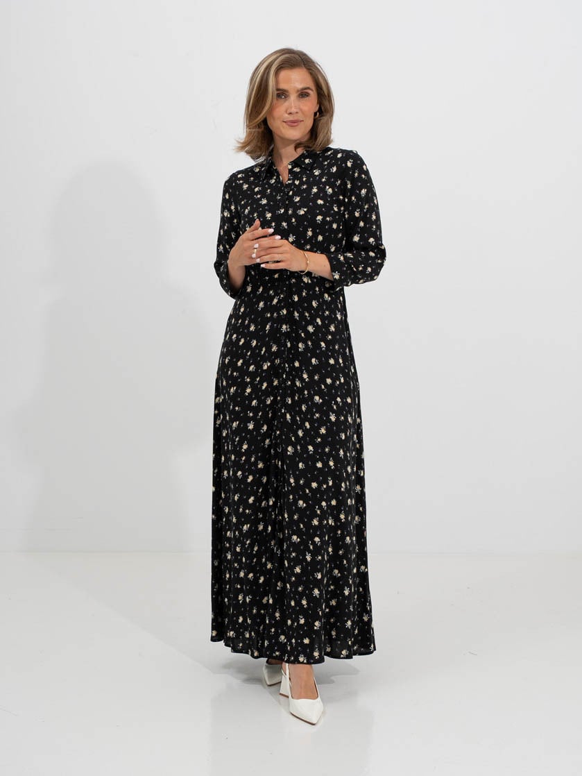 Y.A.S Savanna Long Shirt Dress Black Petia