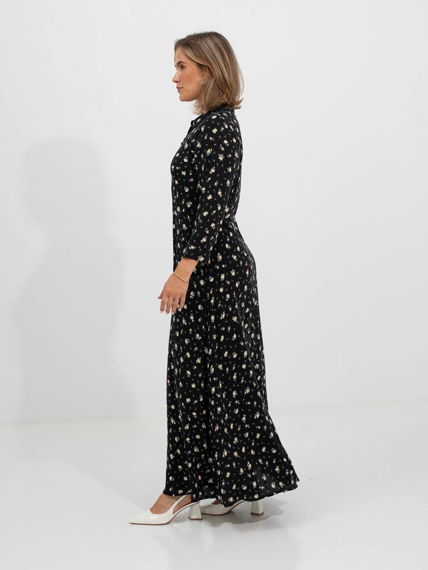 Y.A.S Savanna Long Shirt Dress Black Petia