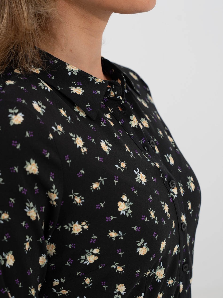 Y.A.S Savanna Long Shirt Dress Black Petia