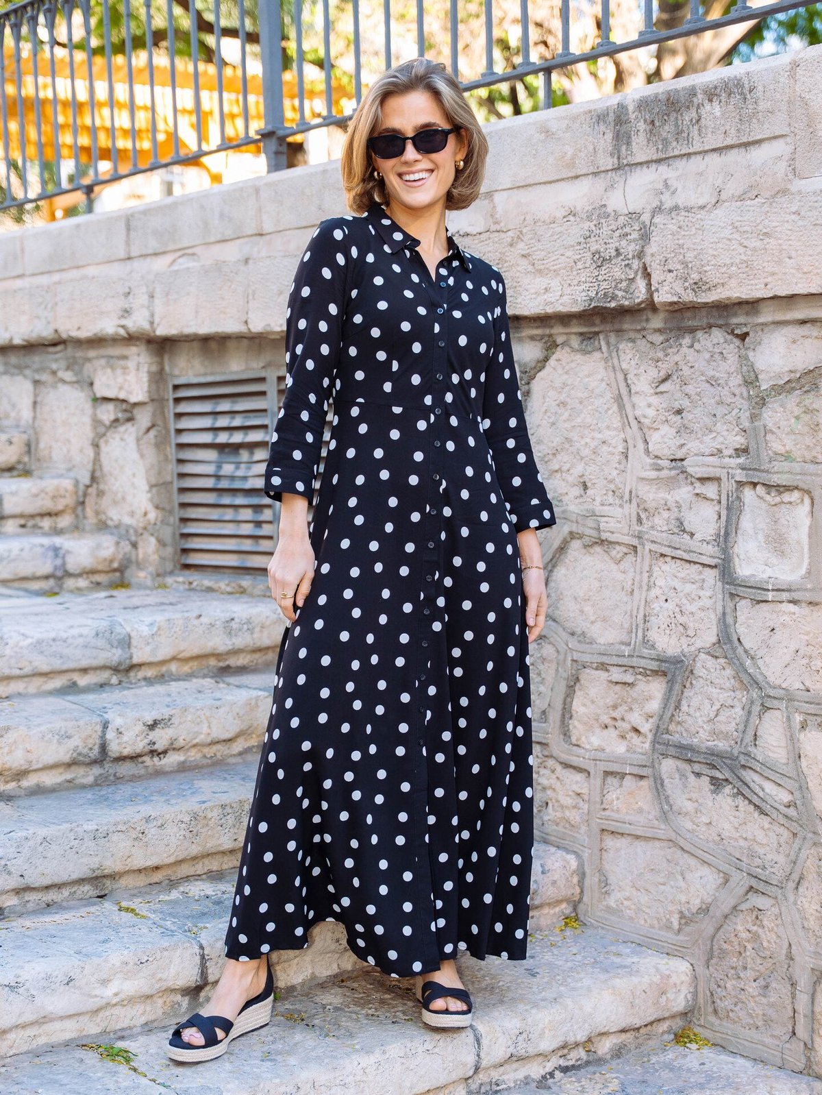 Y.A.S Savanna Long Shirt Dress Black / White