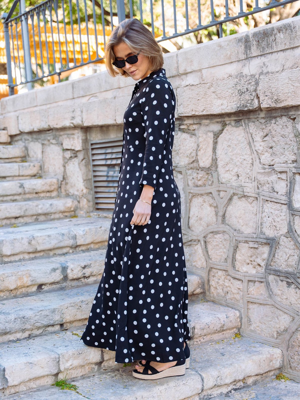 Y.A.S Savanna Long Shirt Dress Black / White