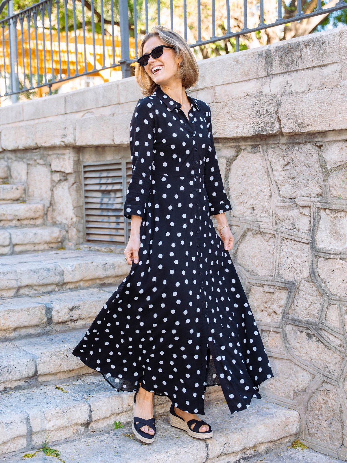 Y.A.S Savanna Long Shirt Dress Black / White