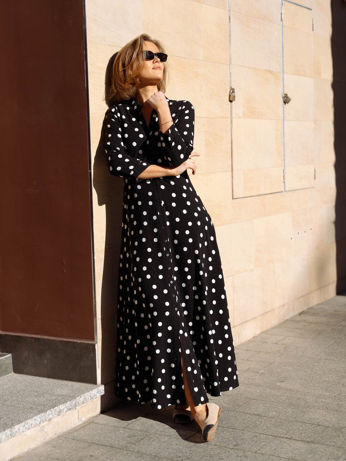 Y.A.S Savanna Long Shirt Dress Black / White