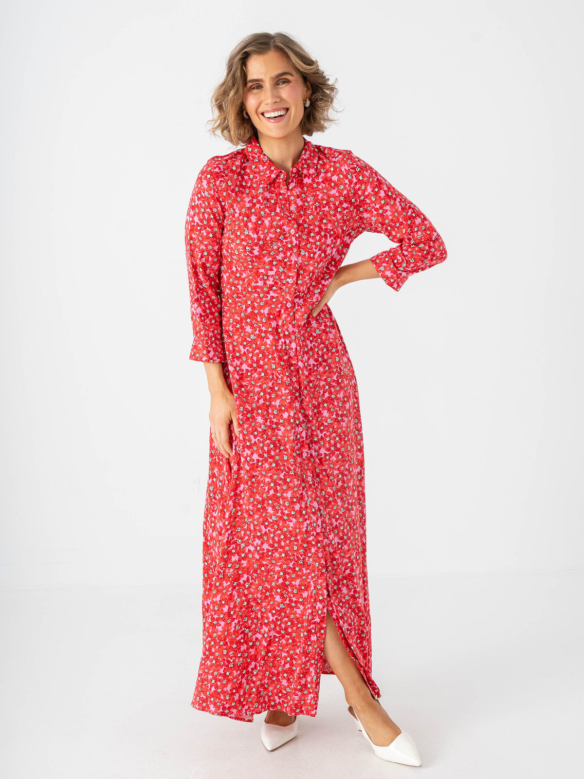 Y.A.S Savanna Long Shirt Dress Cyclamen Polly Print