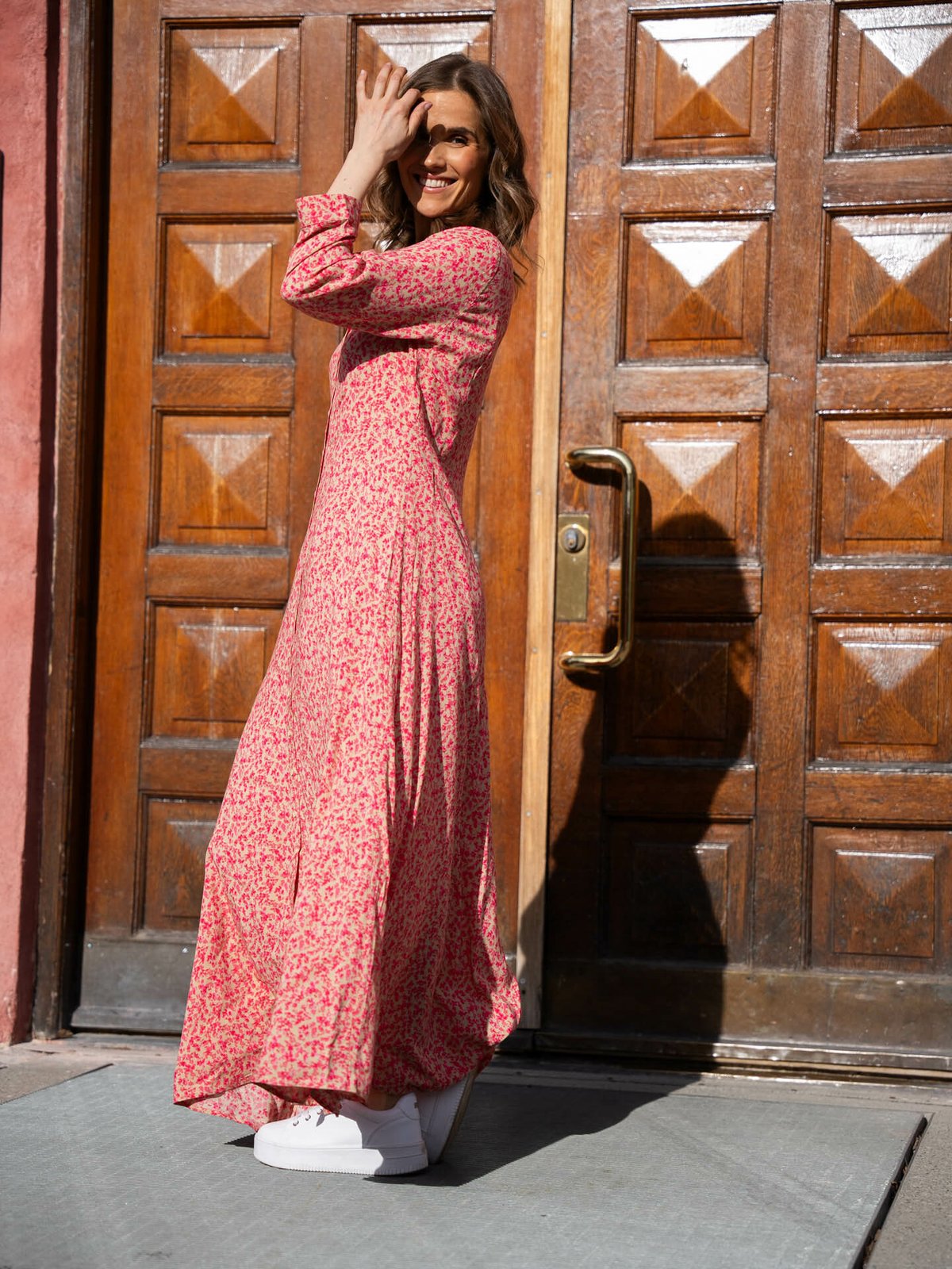 Y.A.S Savanna Long Shirt Dress Irish Cream disty flower