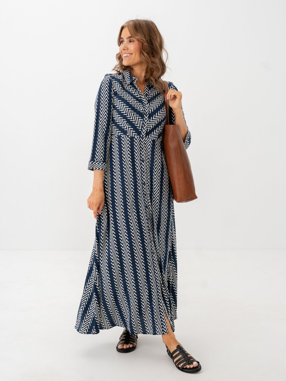 Y.A.S Savanna Long Shirt Dress Navy Blazer Soho