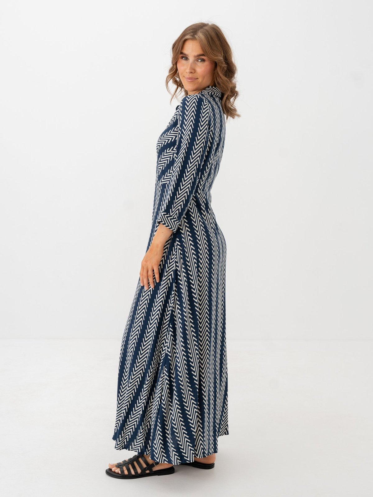 Y.A.S Savanna Long Shirt Dress Navy Blazer Soho