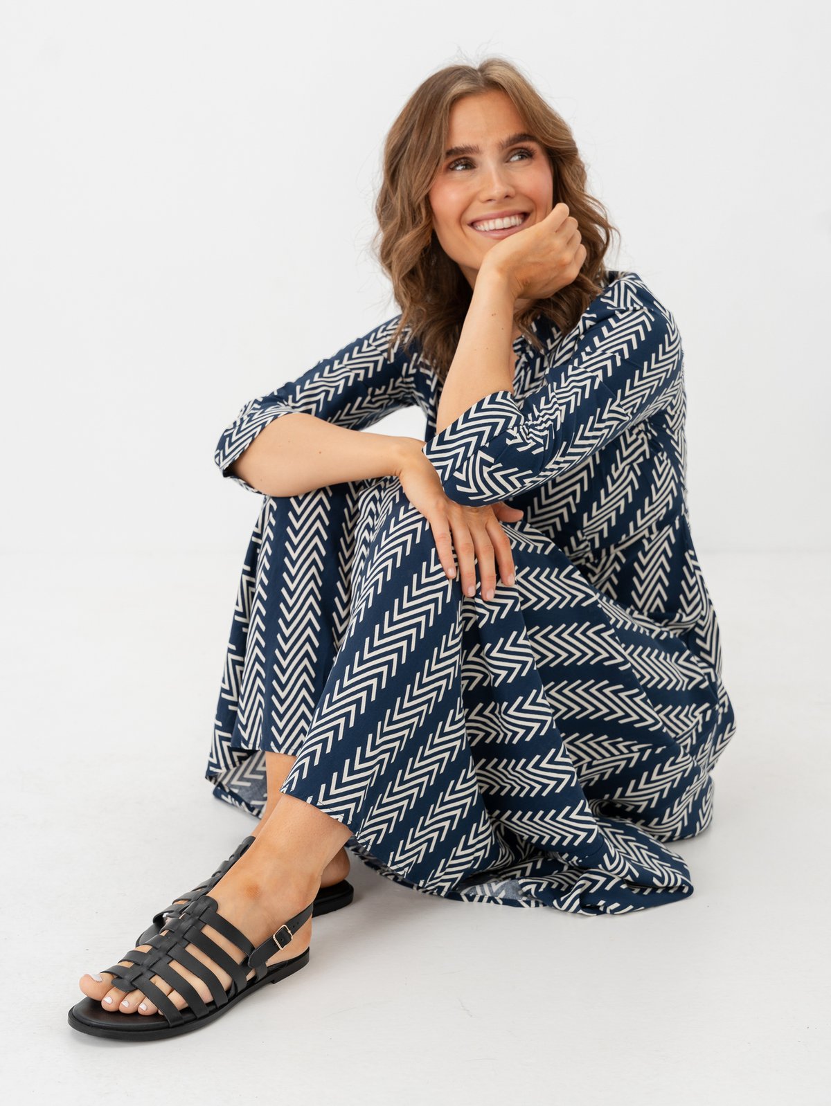 Y.A.S Savanna Long Shirt Dress Navy Blazer Soho