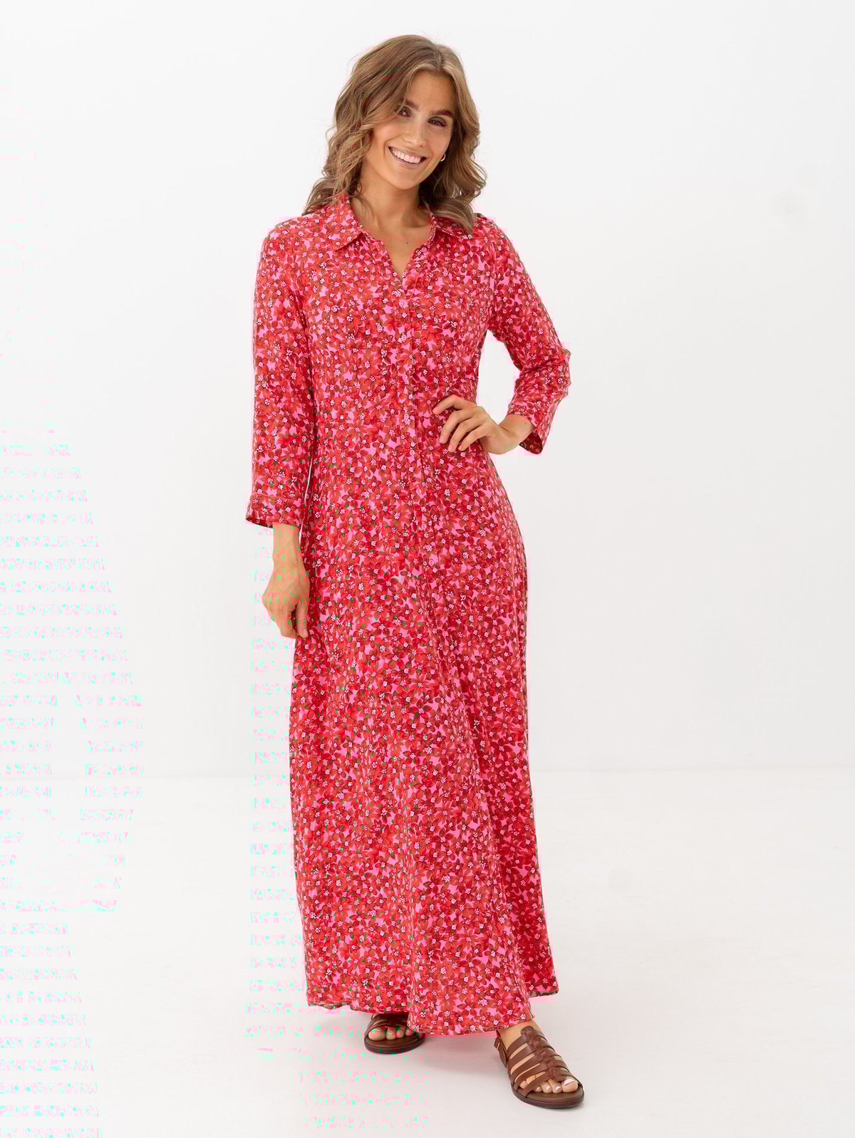 Y.A.S Savanna Long Shirt Dress Cyclamen Polly print