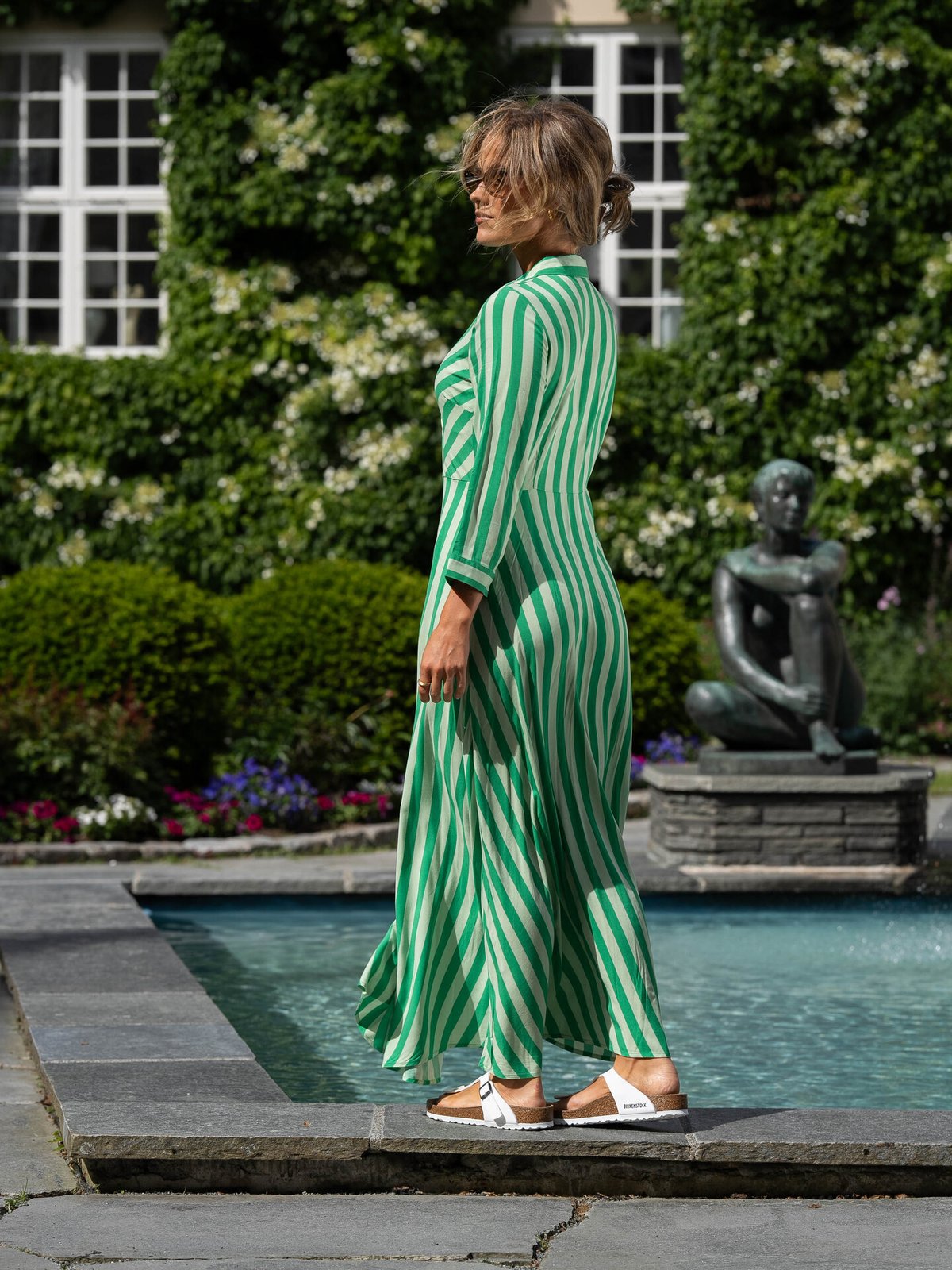 Y.A.S Savanna Long Shirt Dress Quiet Green Fuzzy Flower