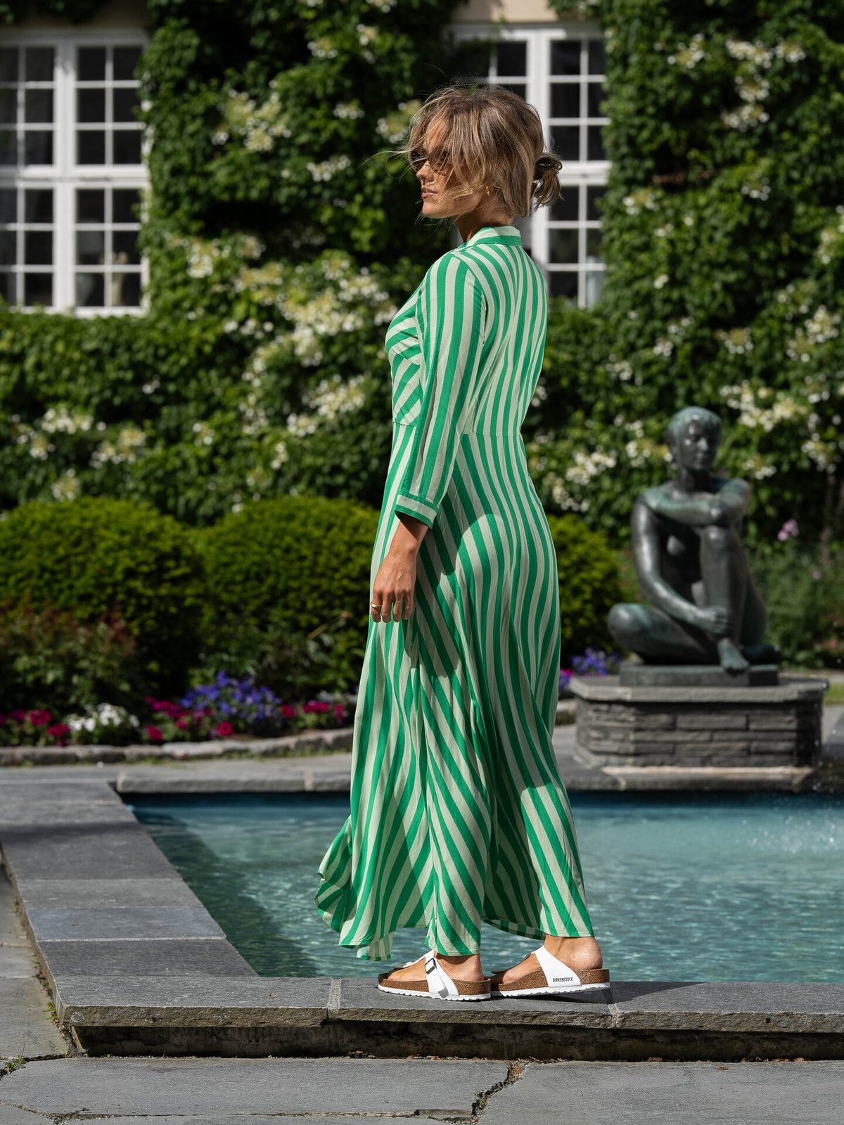 Y.A.S Savanna Long Shirt Dress Quiet Green Fuzzy Flower