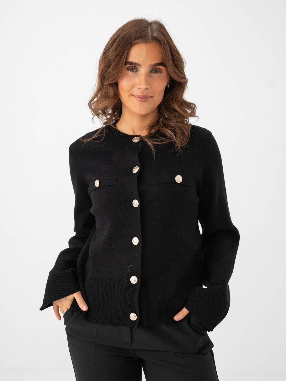 Y.A.S Pimi Long Sleeve Knit Cardigan Black