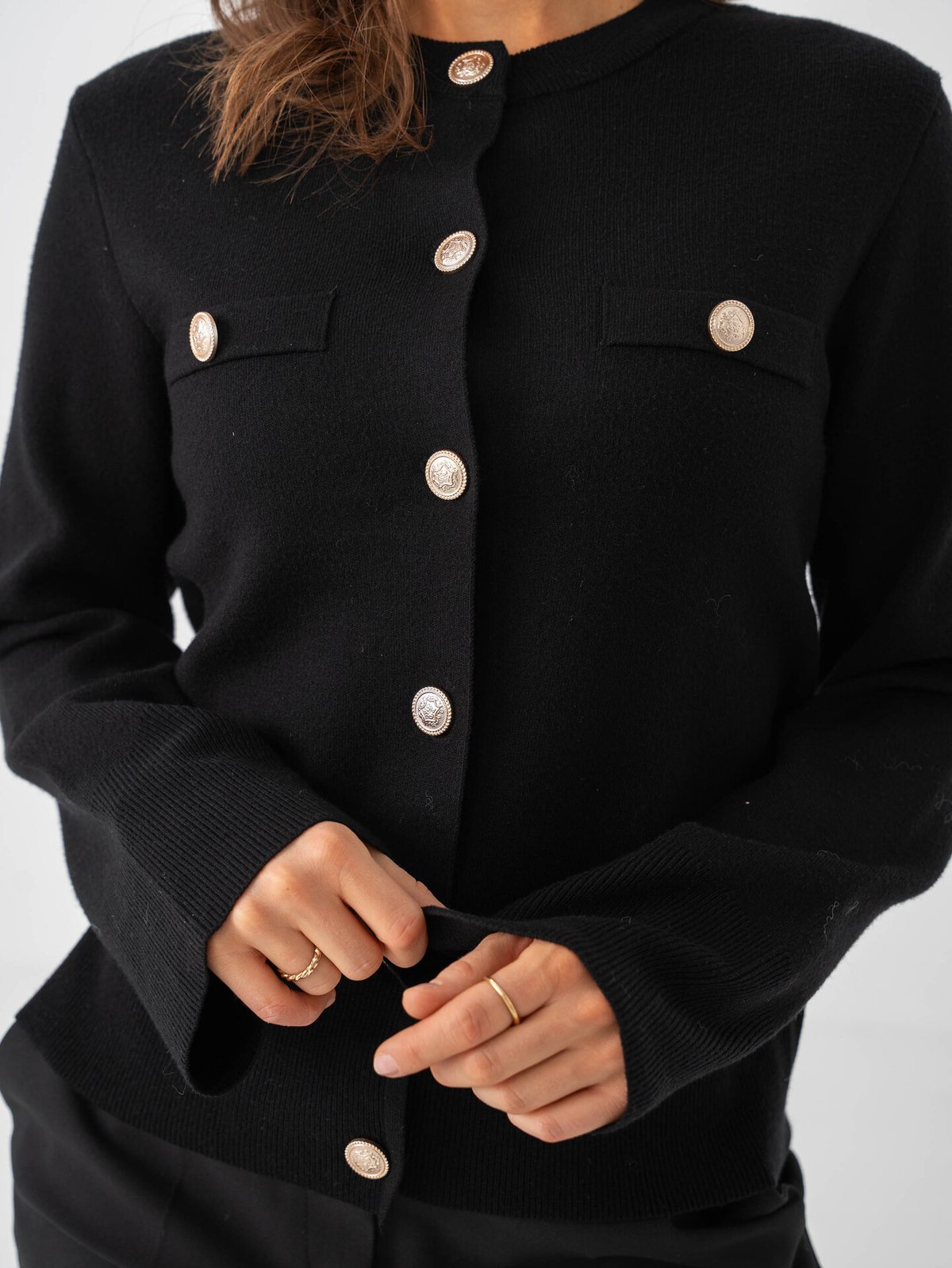 Y.A.S Pimi Long Sleeve Knit Cardigan Black