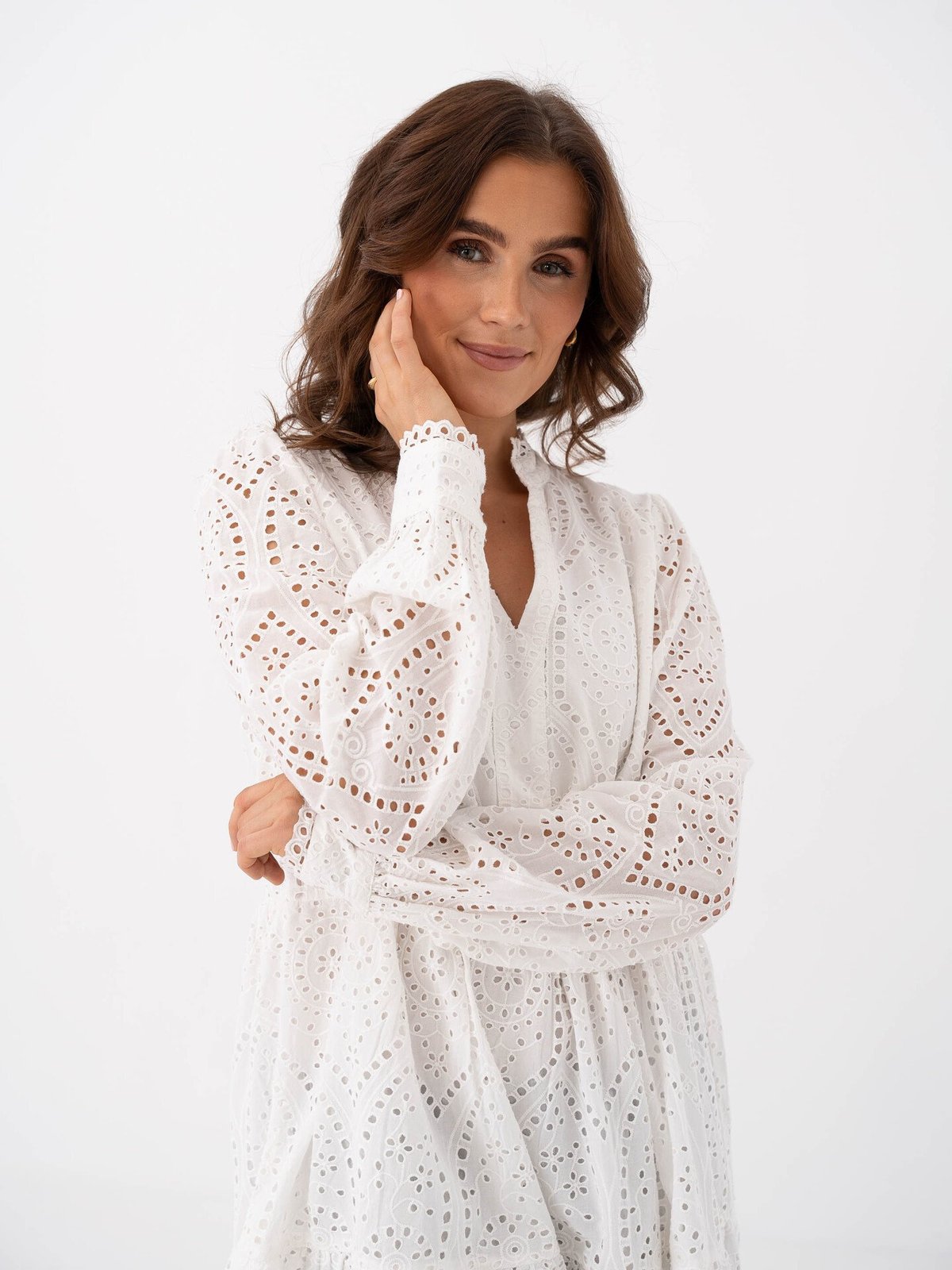 Y.A.S Holi Long Sleeve Dress Star White
