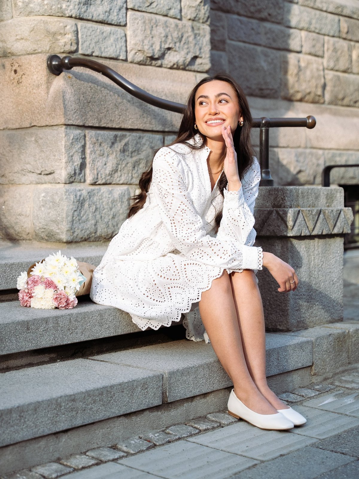 Y.A.S Holi Long Sleeve Dress Star White