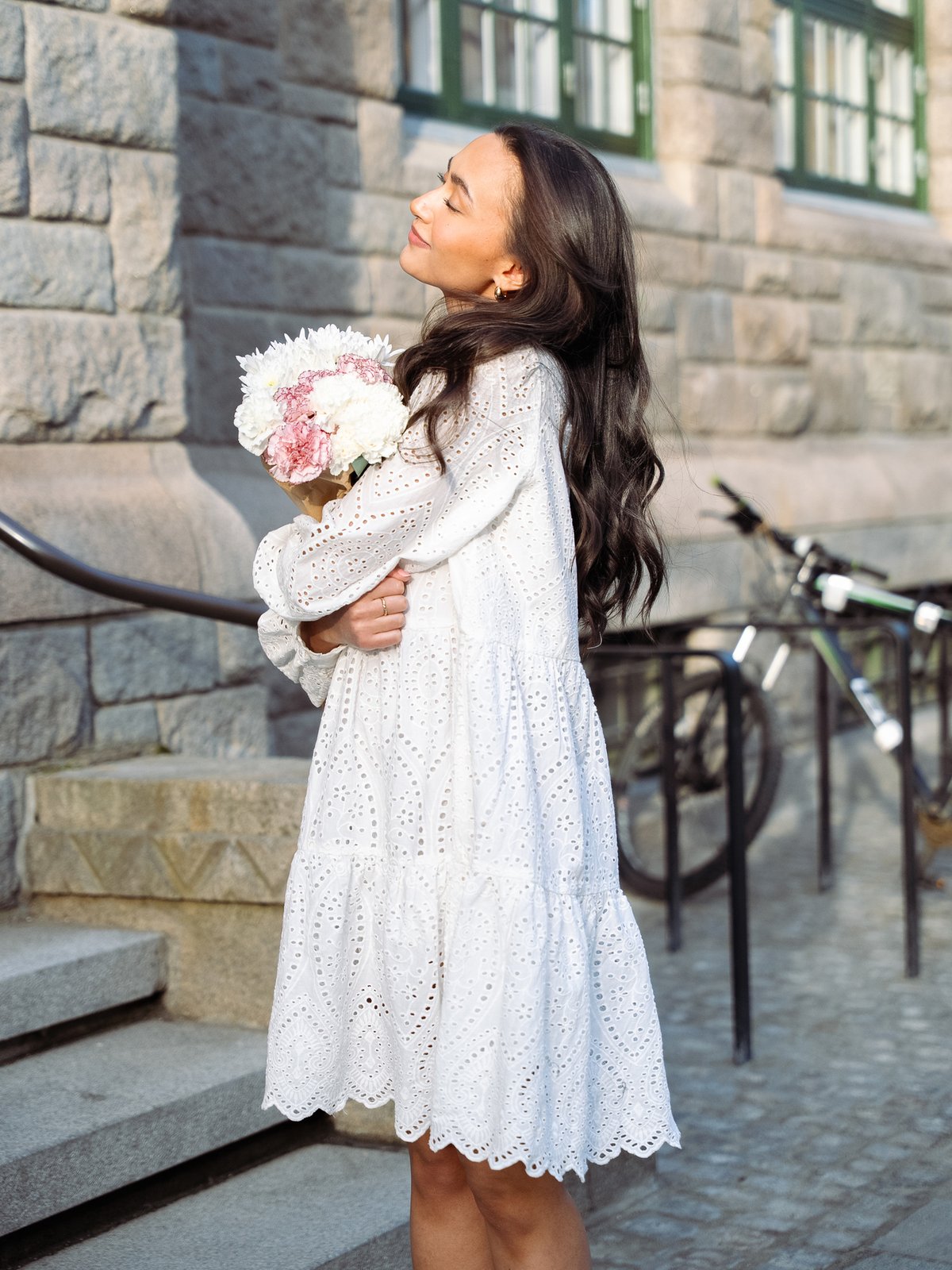 Y.A.S Holi Long Sleeve Dress Star White