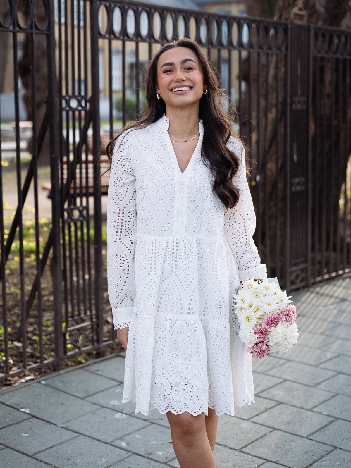 Y.A.S Holi Long Sleeve Dress Star White