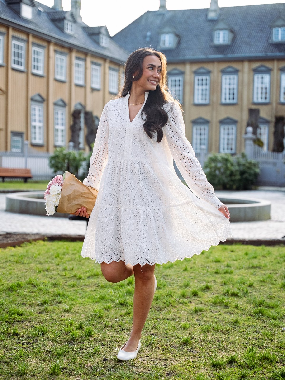 Y.A.S Holi Long Sleeve Dress Star White