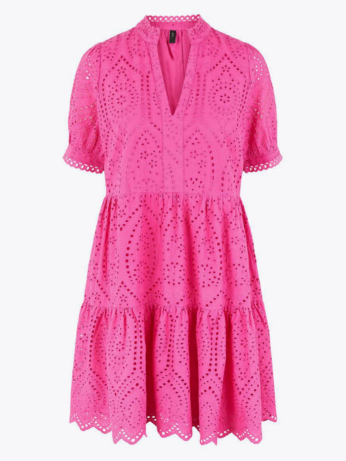 Y.A.S Holi Short Sleeve Dress Raspberry Rose