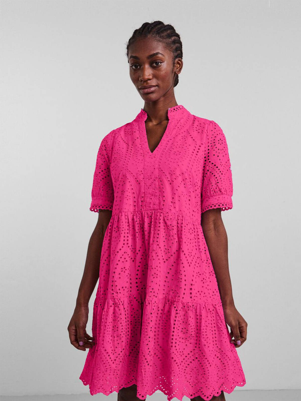 Y.A.S Holi Short Sleeve Dress Raspberry Rose