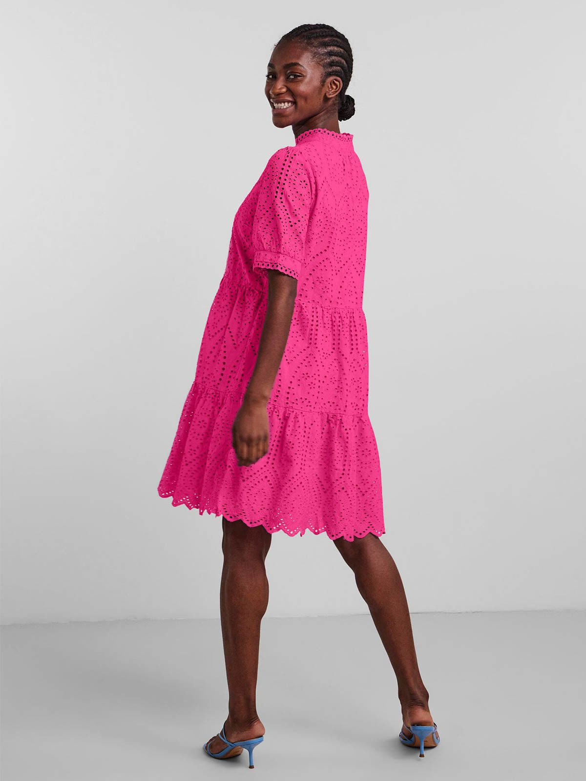 Y.A.S Holi Short Sleeve Dress Raspberry Rose
