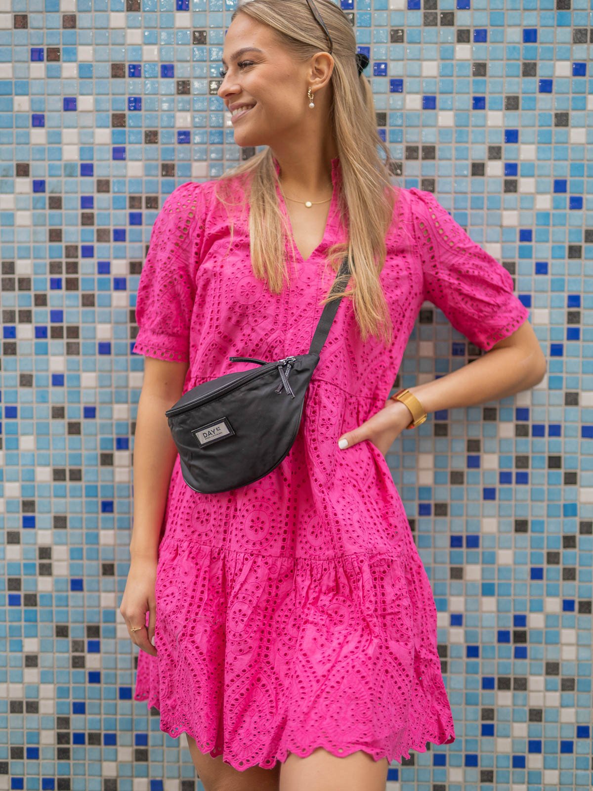 Y.A.S Holi Short Sleeve Dress Raspberry Rose