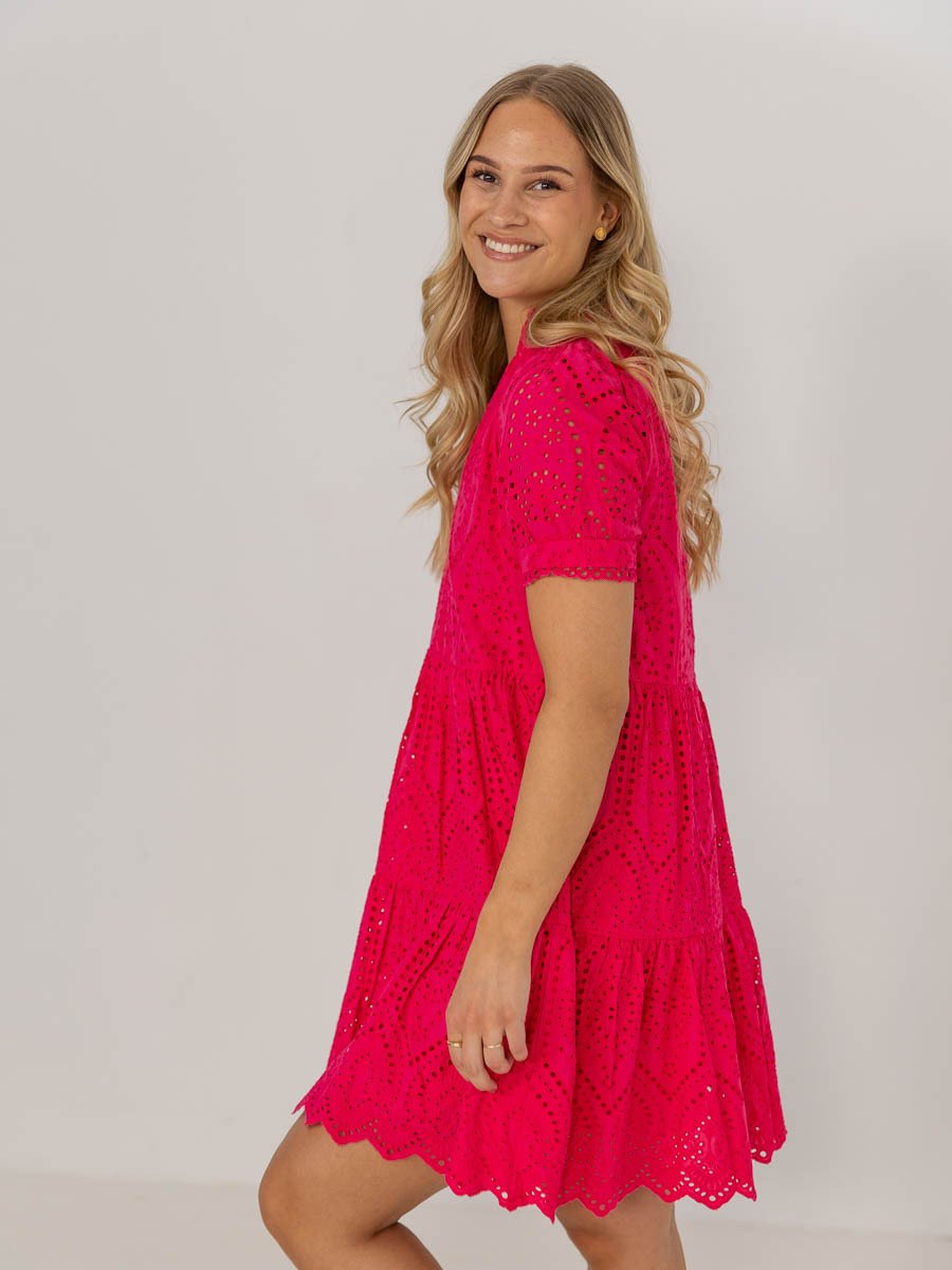 Y.A.S Holi Short Sleeve Dress Raspberry Sorbet