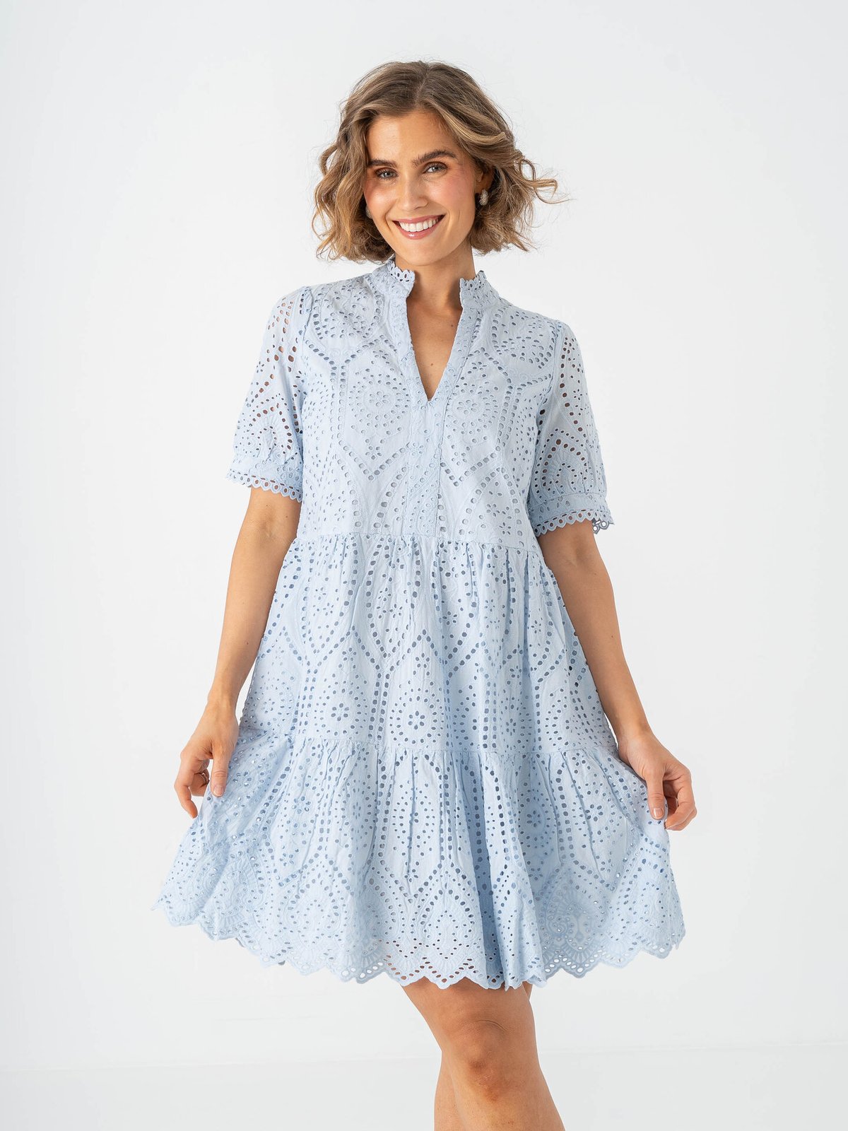 Y.A.S Holi Short Sleeve Dress Skyway