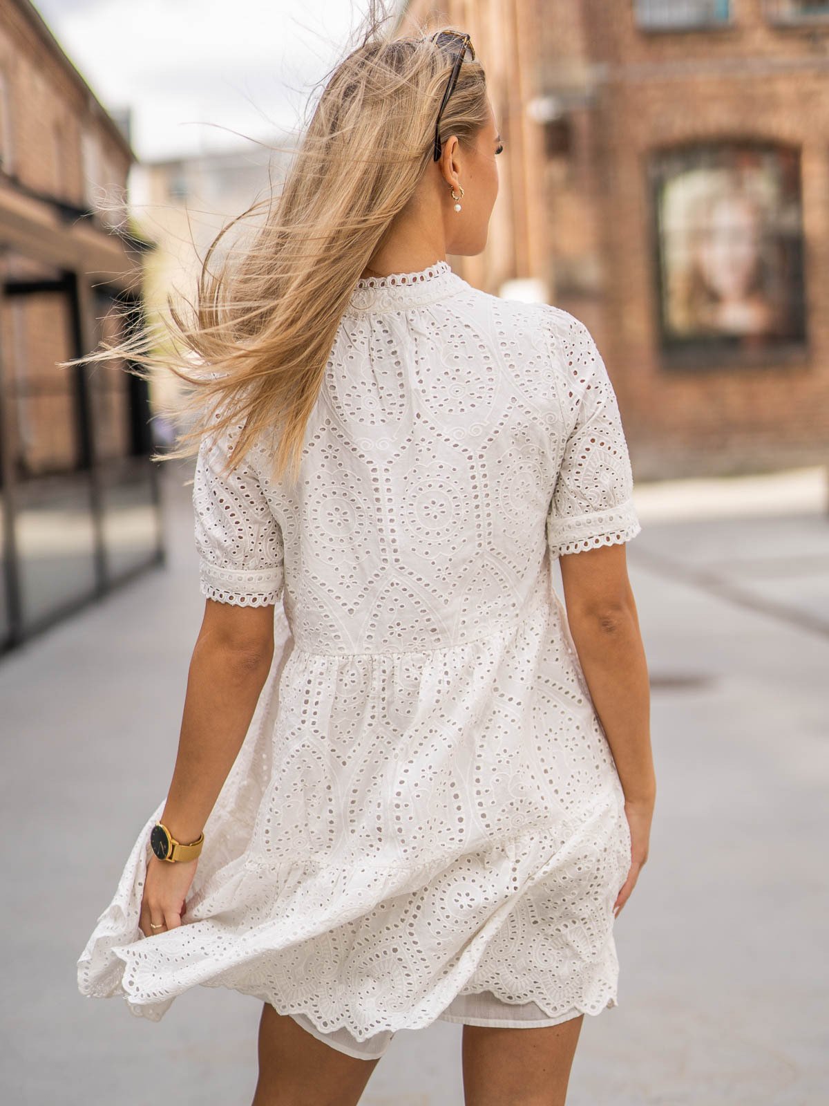 Y.A.S Holi Short Sleeve Dress Star White