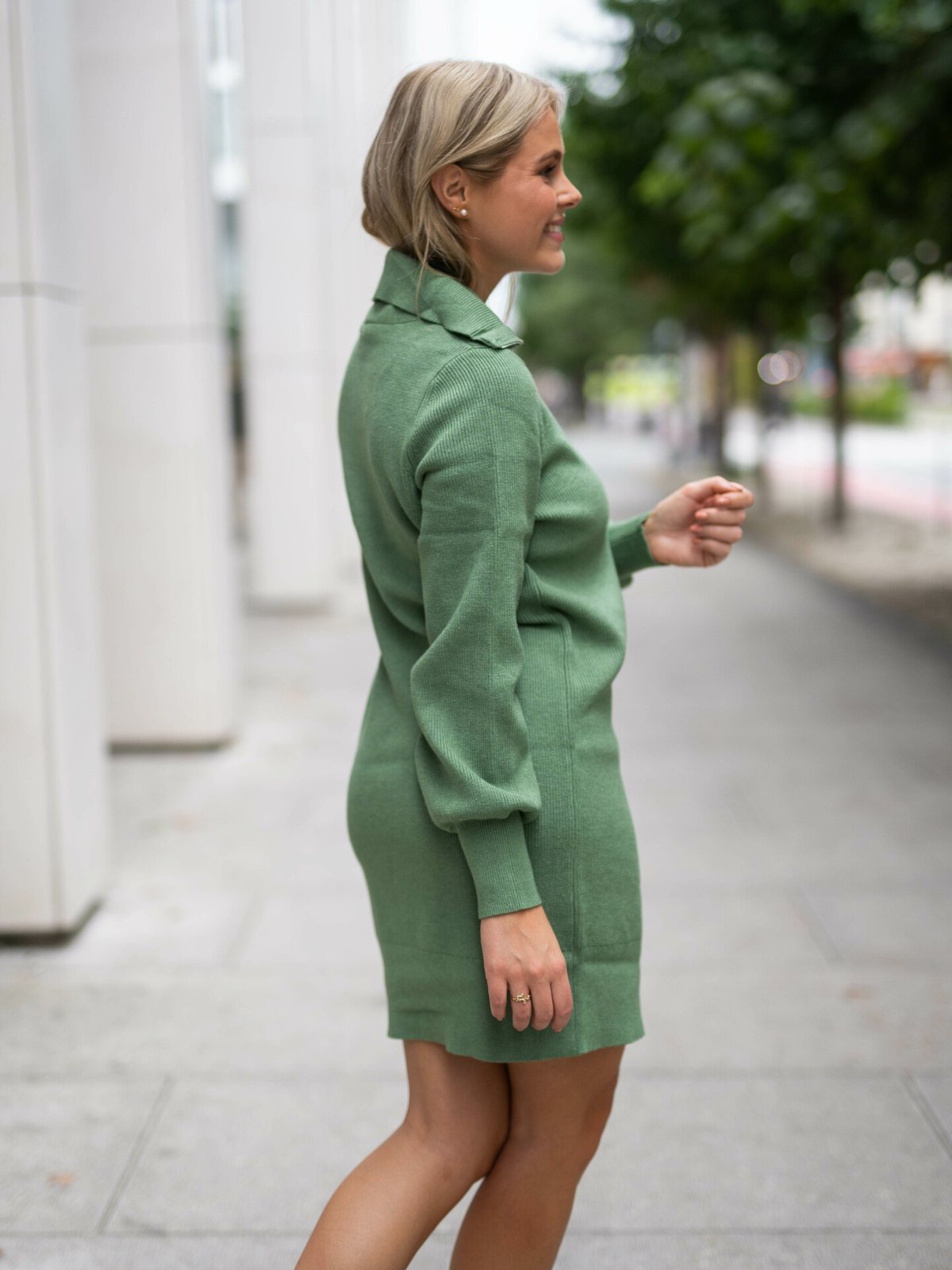 Y.A.S Dalma Long Sleeve Zip Knit Dress Loden Frost