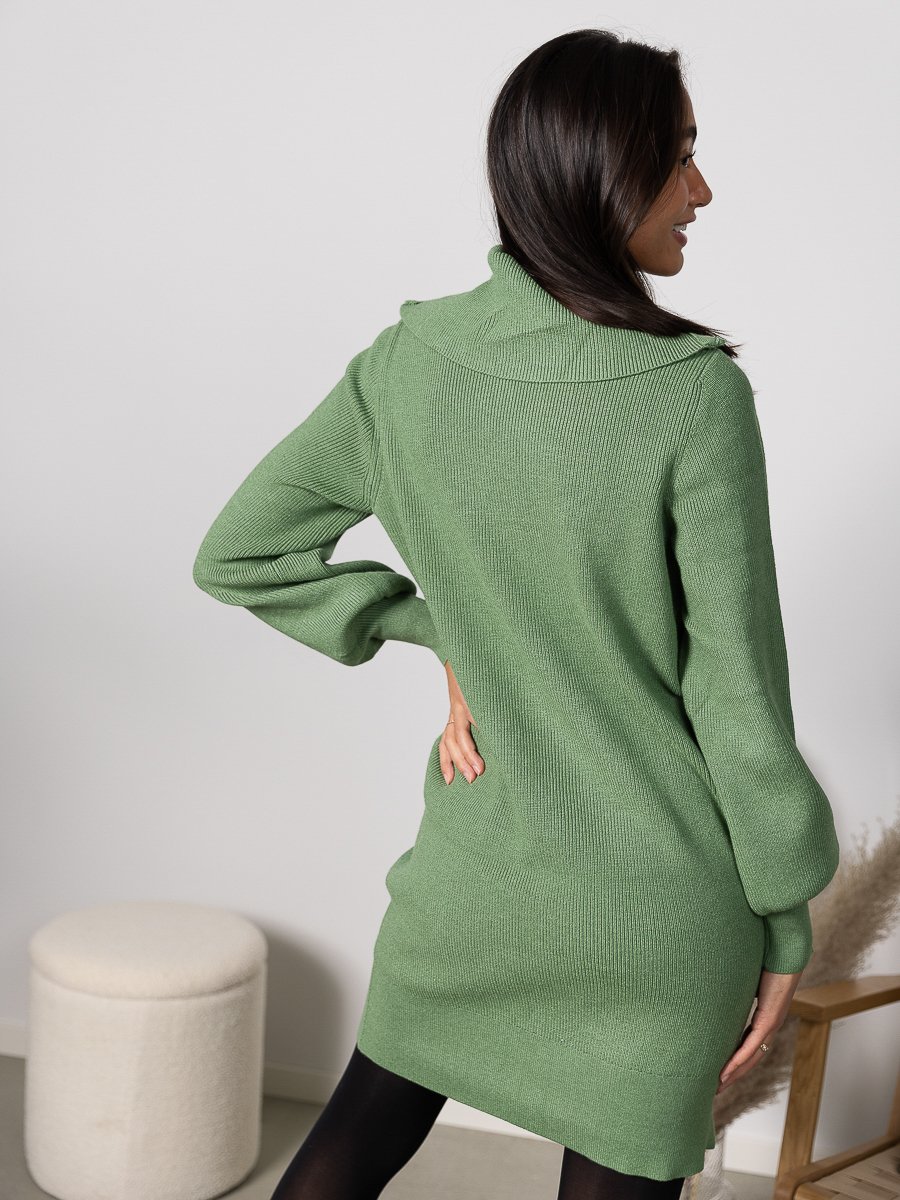 Y.A.S Dalma Long Sleeve Zip Knit Dress Loden Frost