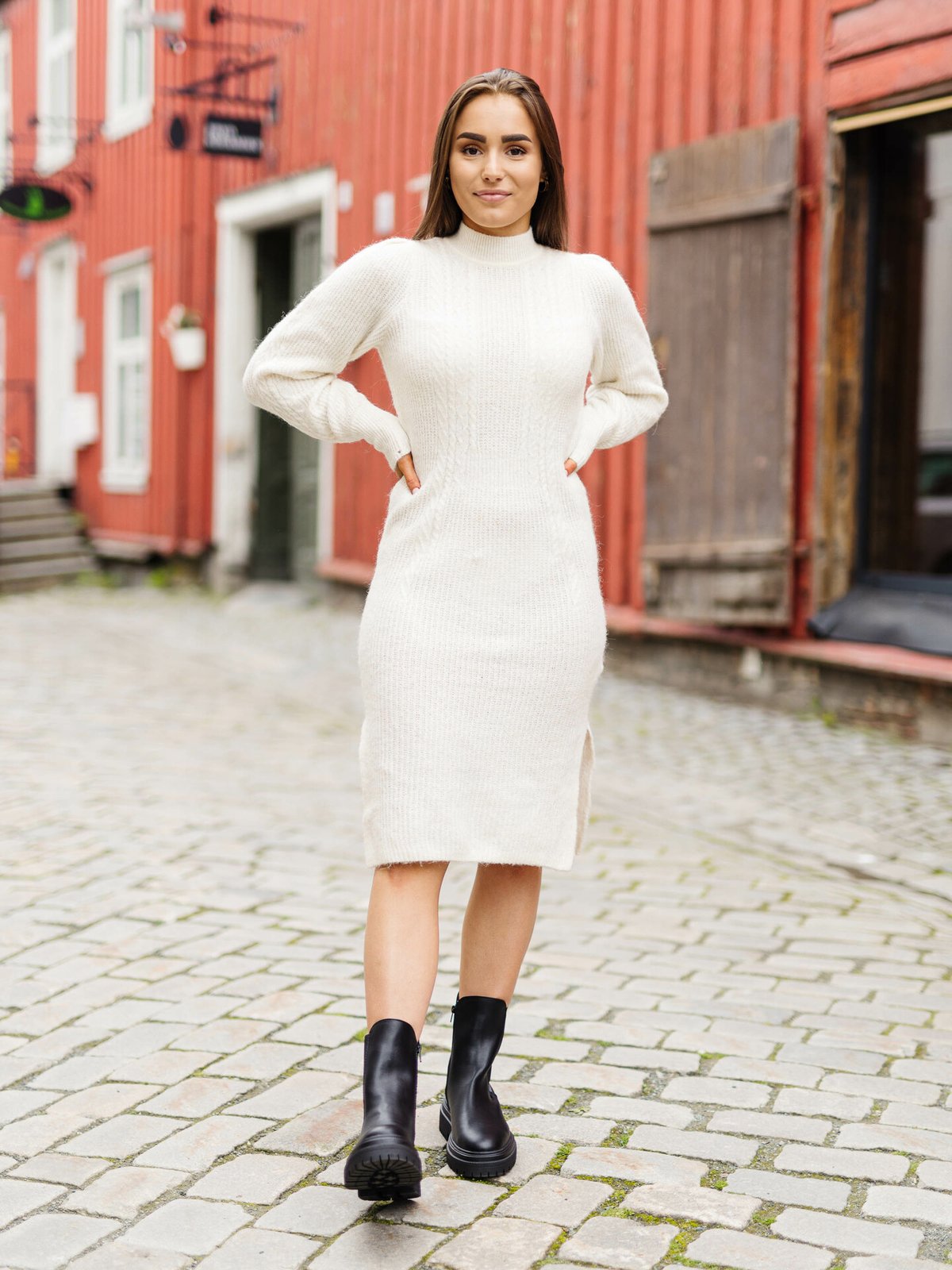 Y.A.S Salum Long Sleeve Knit Dress Birch Melange