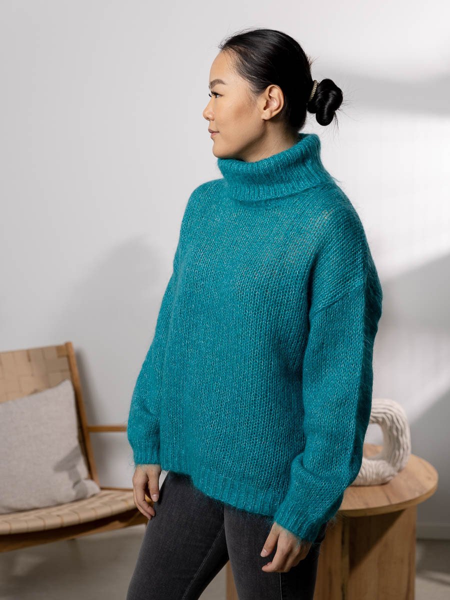 Y.A.S Lambi Long Sleeve Knit Rollneck Deep Lake