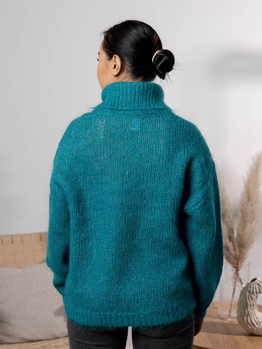 Y.A.S Lambi Long Sleeve Knit Rollneck Deep Lake