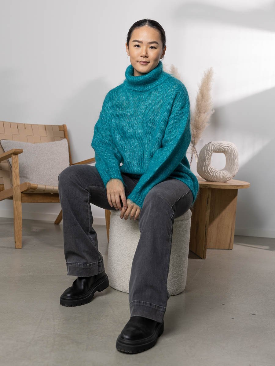 Y.A.S Lambi Long Sleeve Knit Rollneck Deep Lake