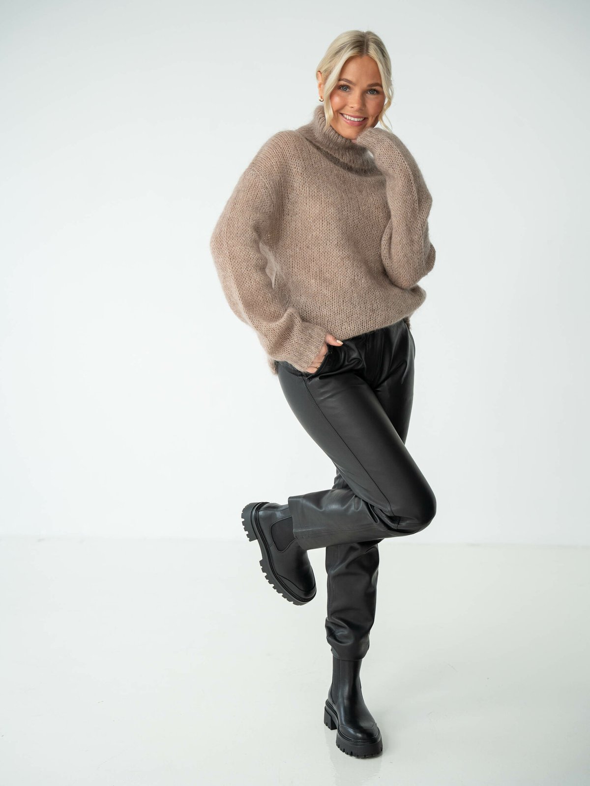 Y.A.S Lambi Long Sleeve Knit Rollneck Fungi