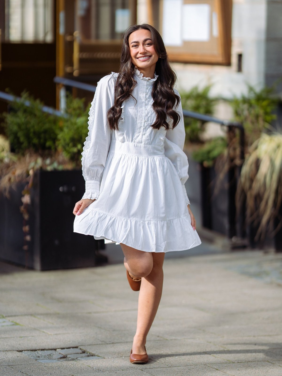 Y.A.S Siv Long Sleeve Dress Bright White