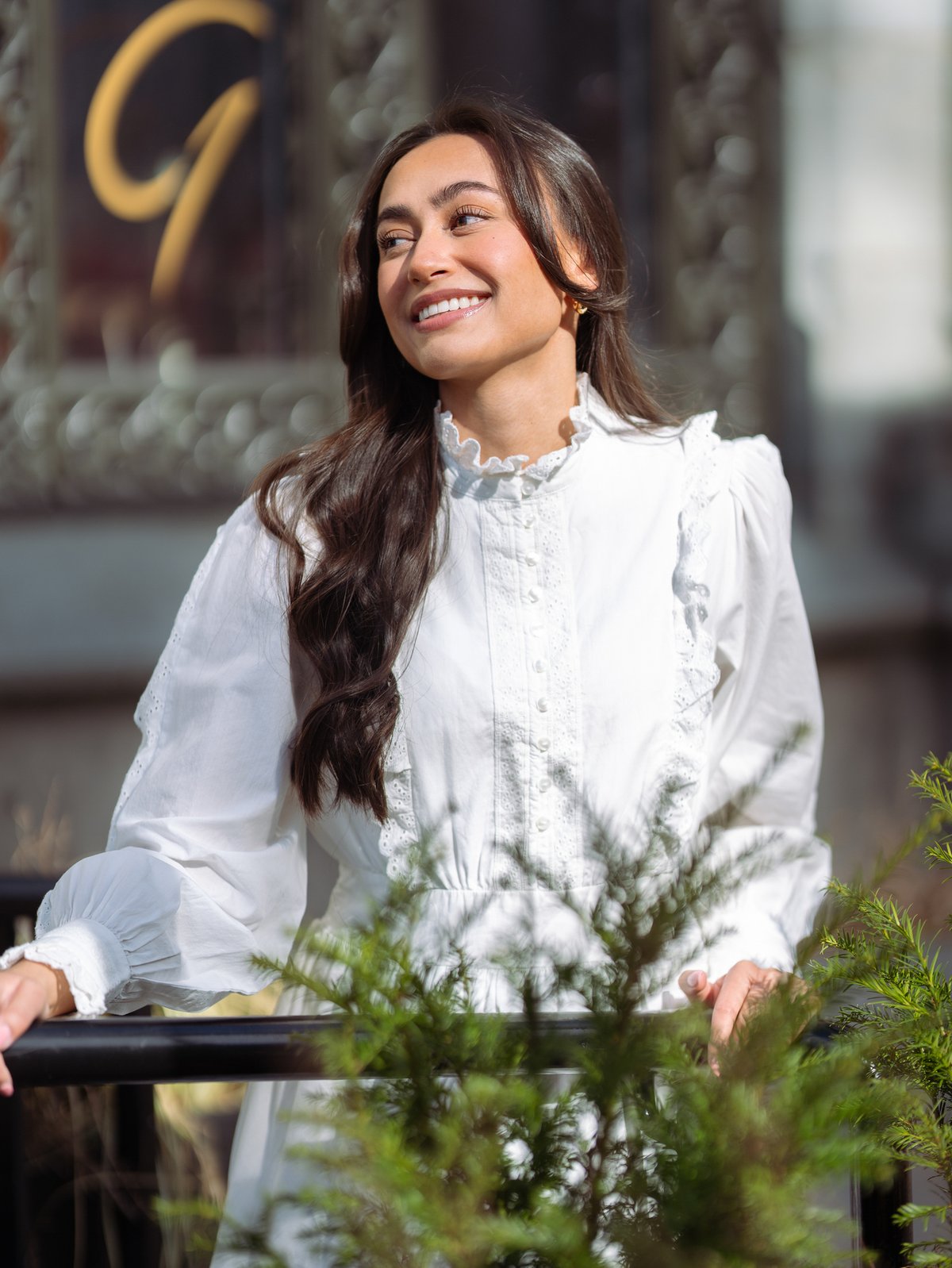 Y.A.S Siv Long Sleeve Dress Bright White