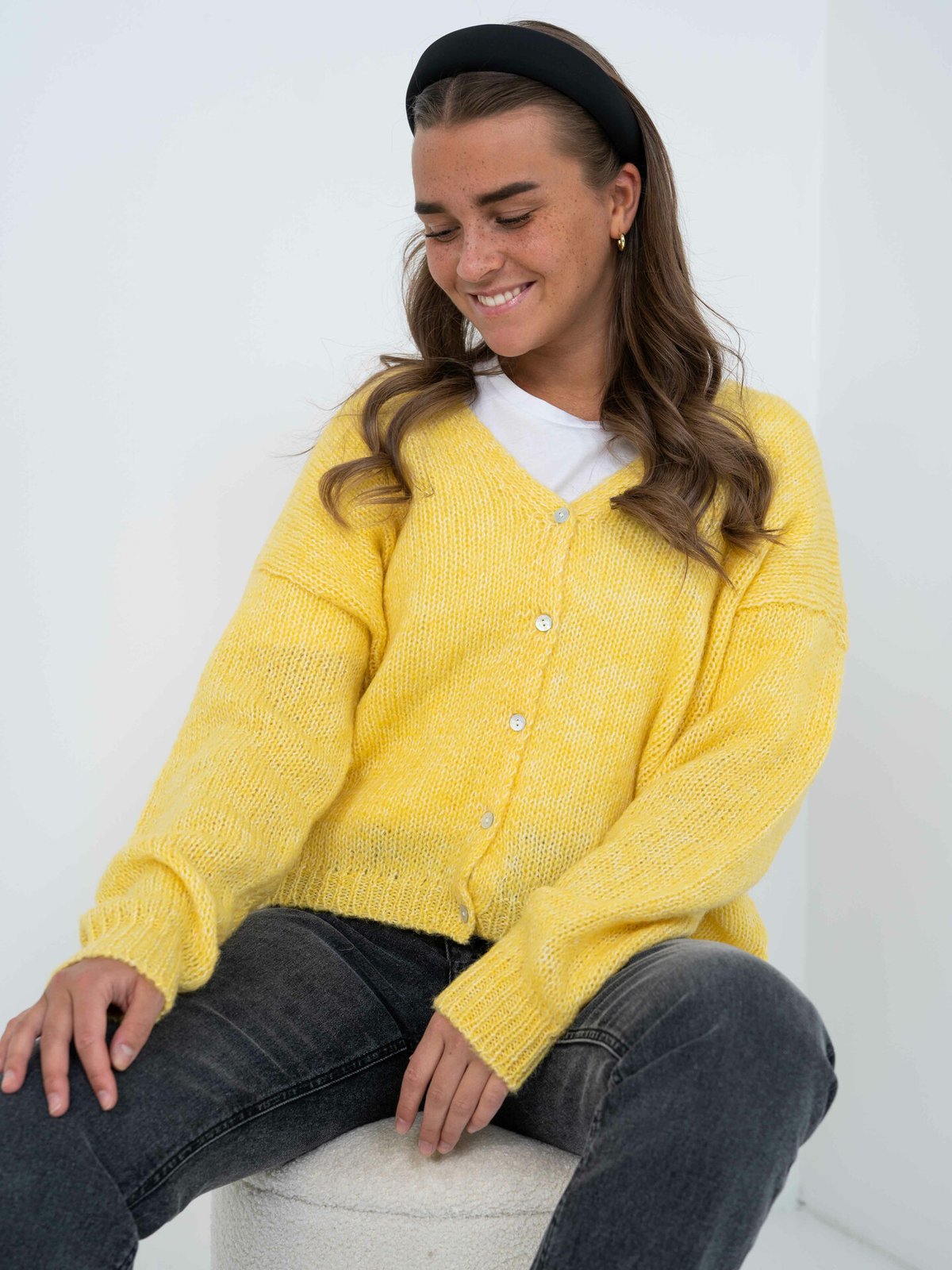 Y.A.S Livi Long Sleeve V-neck Cardigan Aspen Gold