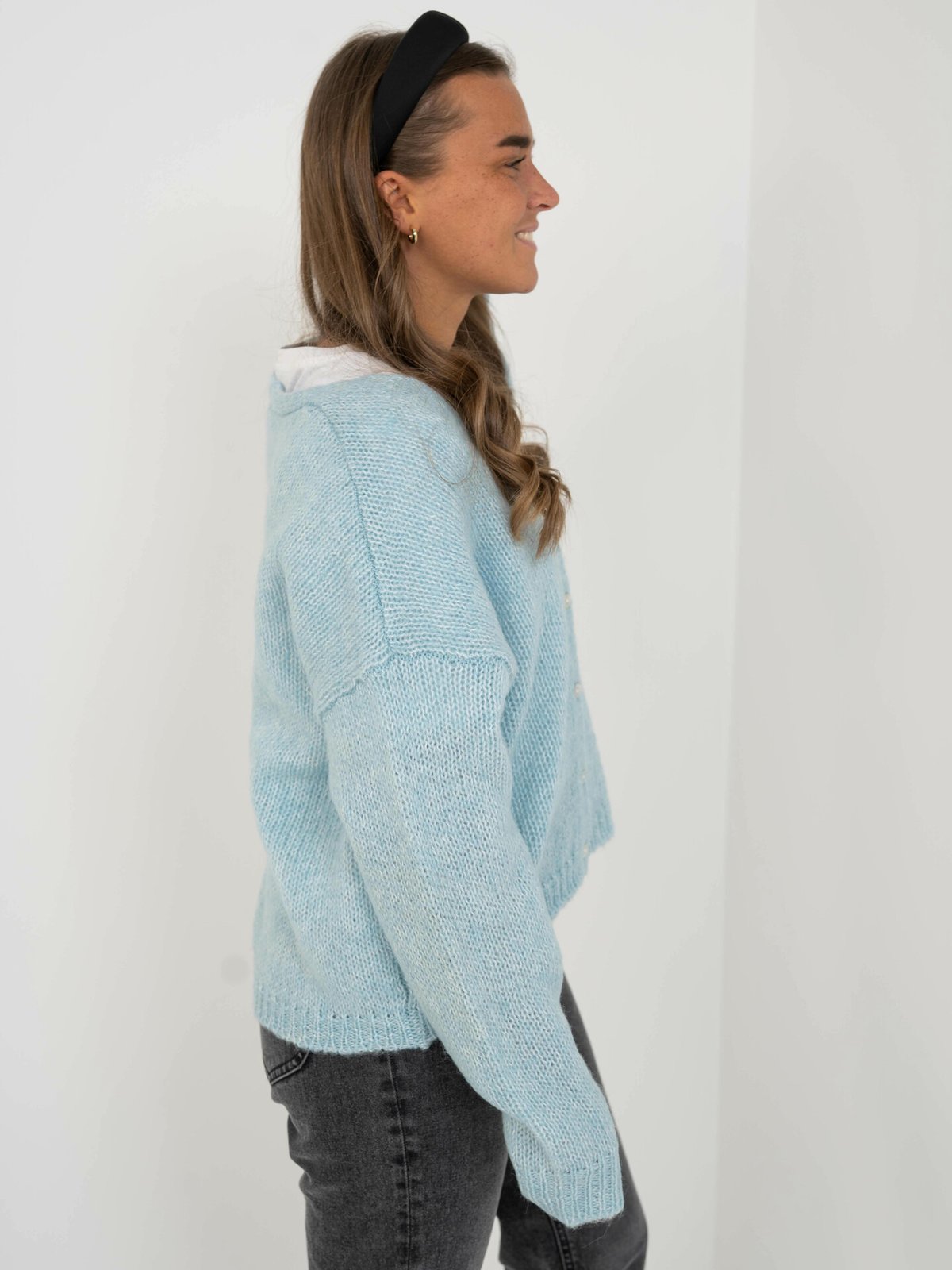 Y.A.S Livi Long Sleeve V-neck Cardigan Aquamarine