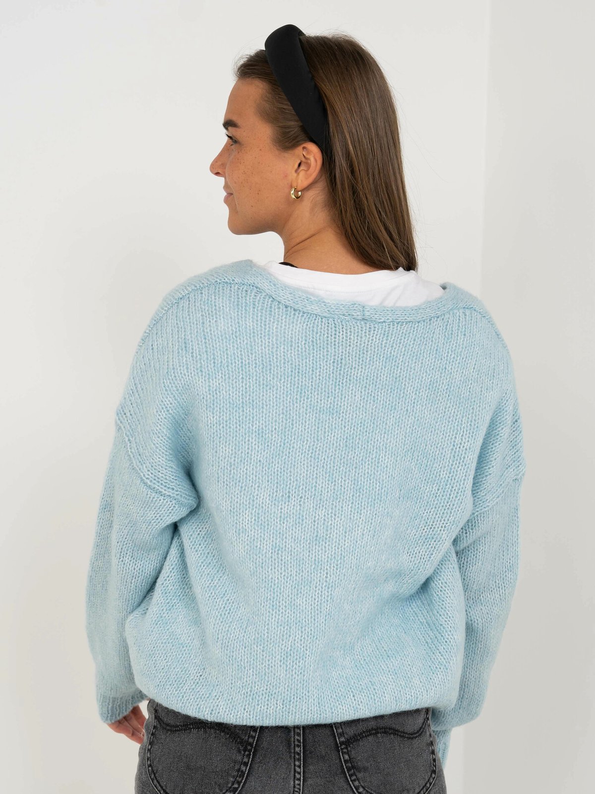 Y.A.S Livi Long Sleeve V-neck Cardigan Aquamarine