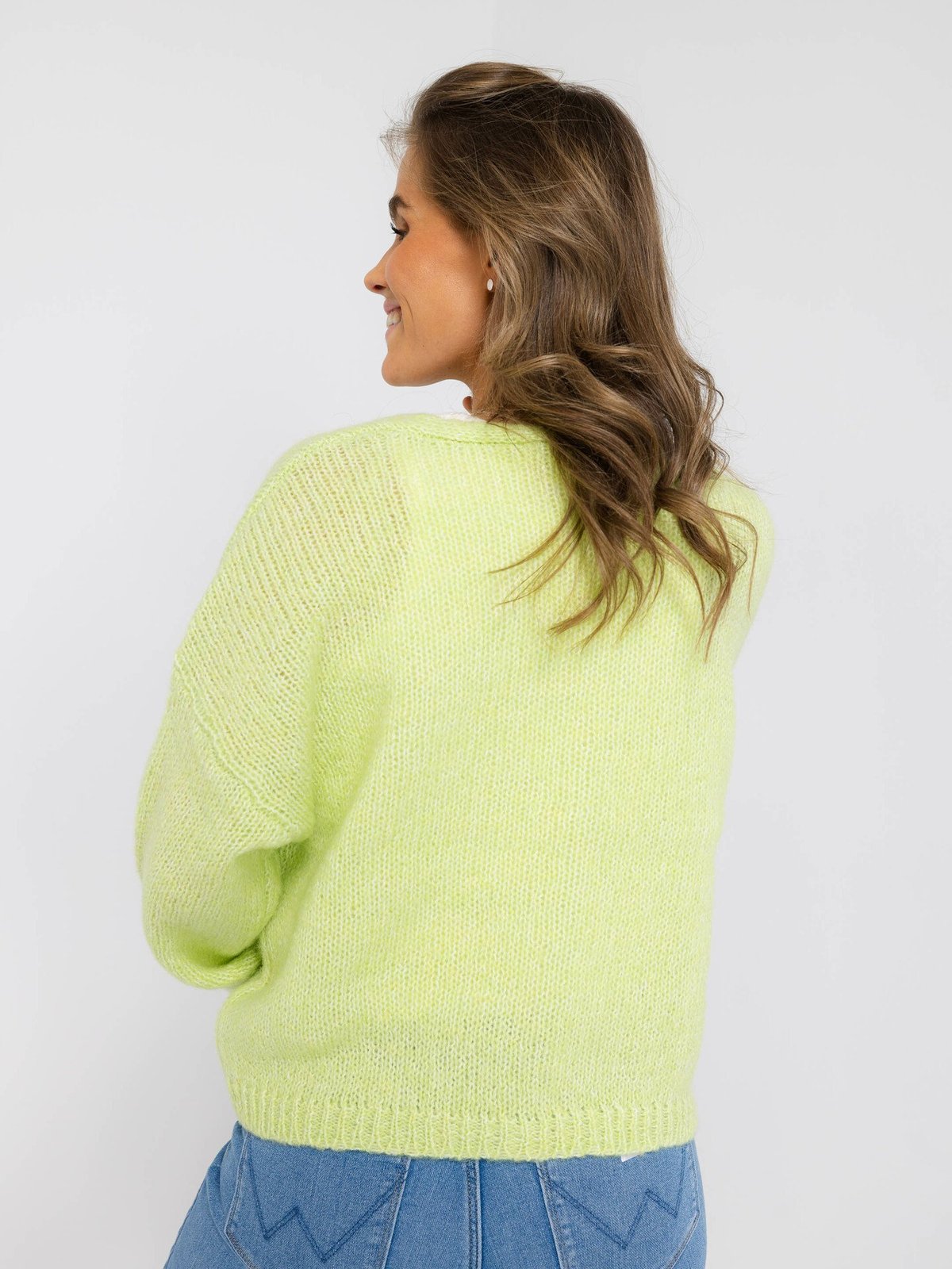 Y.A.S Livi Long Sleeve V-neck Cardigan Lettuce Green