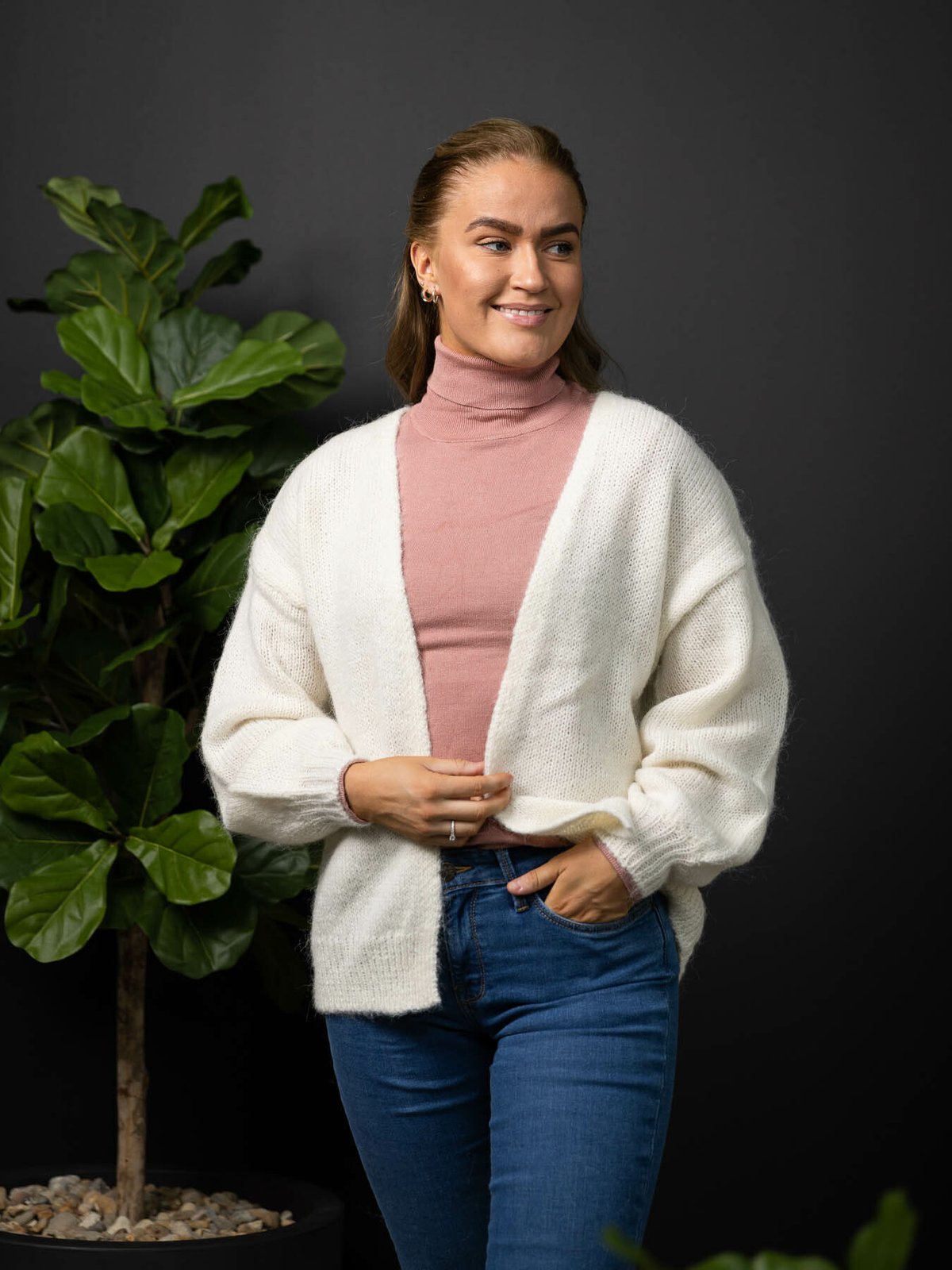 Y.A.S Livi Long Sleeve Knit Cardigan Star White