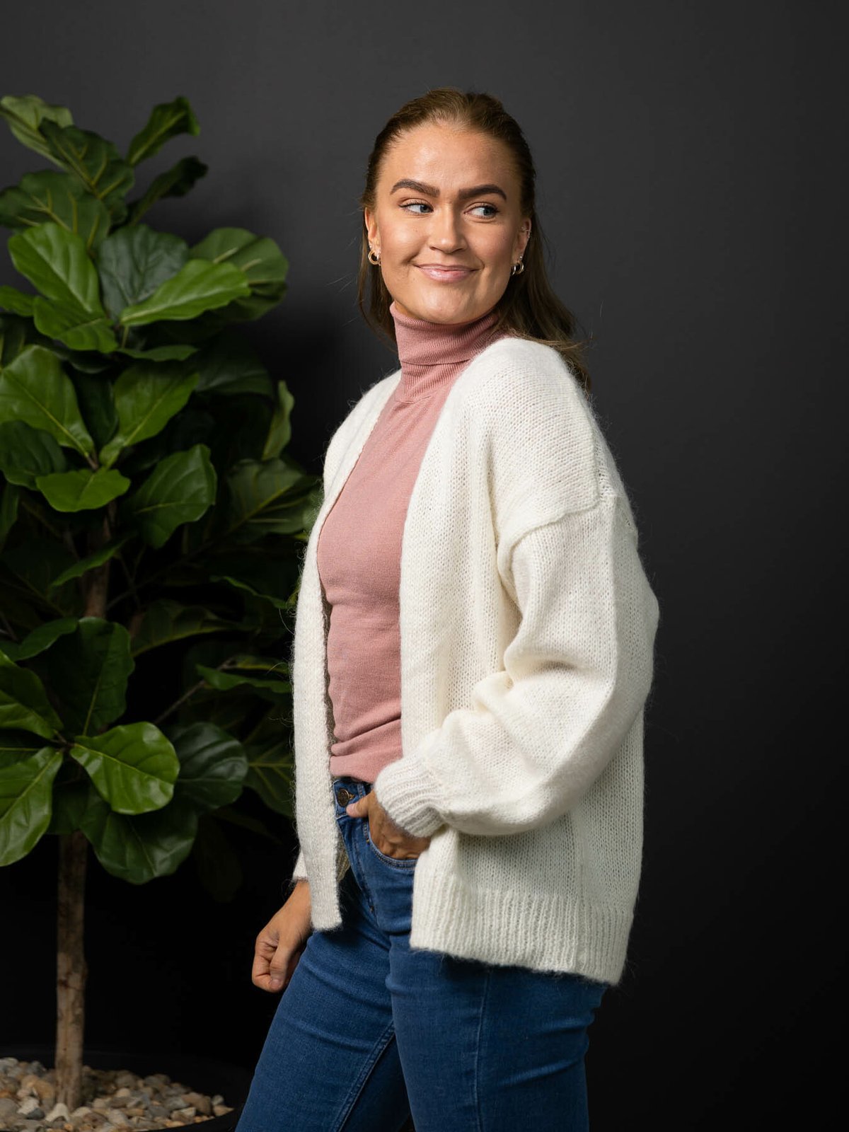 Y.A.S Livi Long Sleeve Knit Cardigan Star White