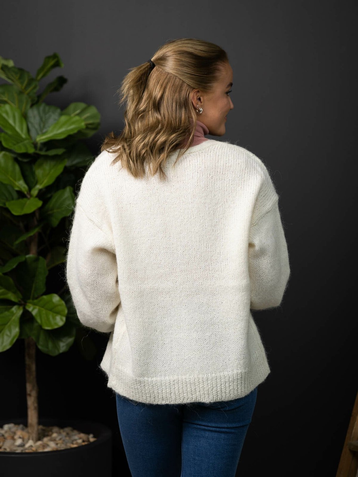 Y.A.S Livi Long Sleeve Knit Cardigan Star White